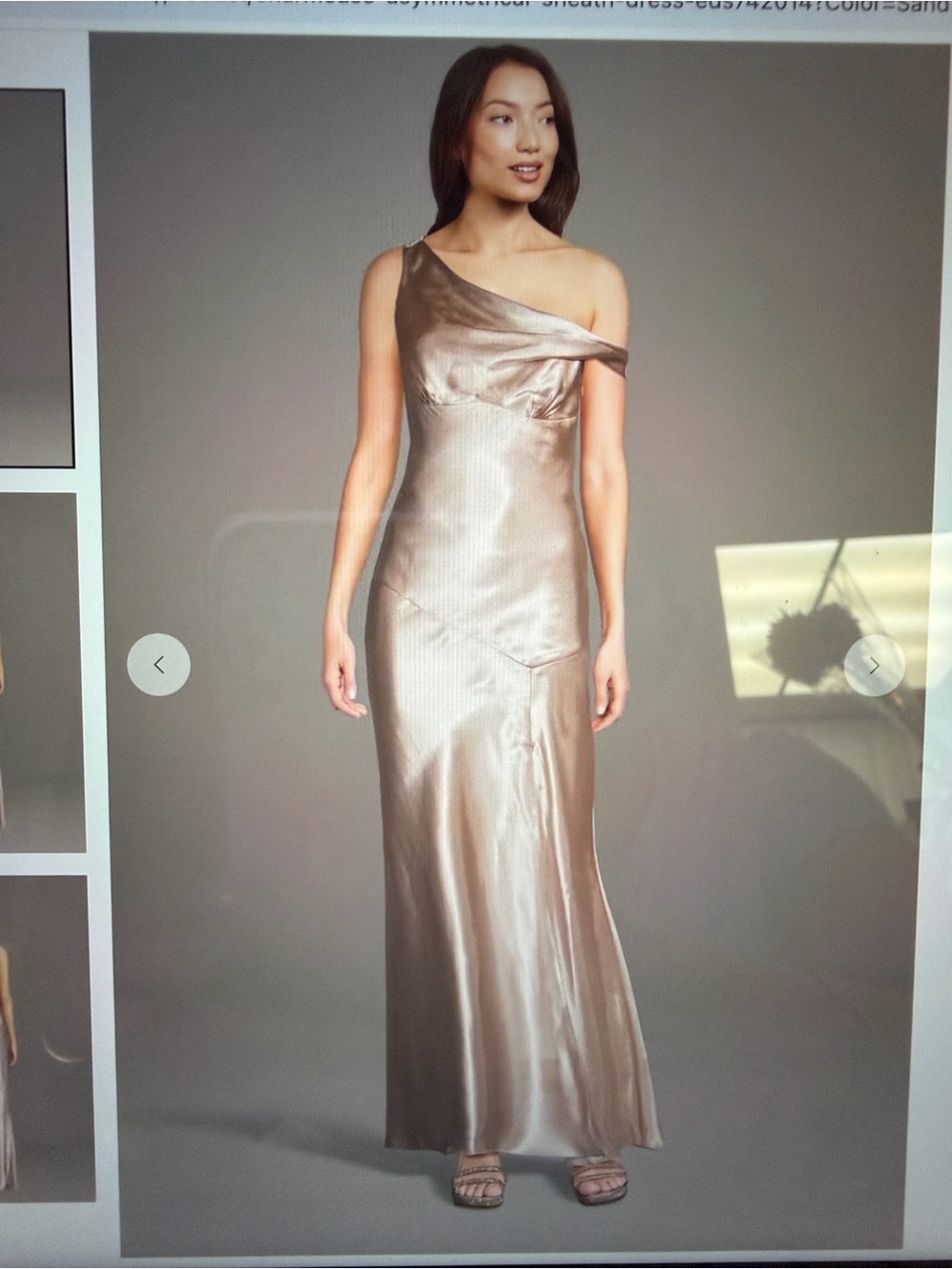 David’s bridal charmeuse dress  in sand